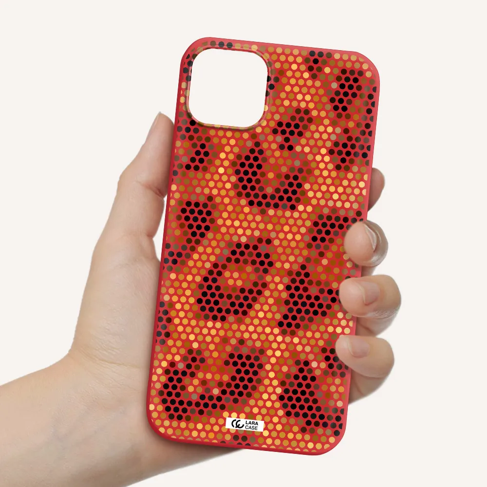 Leopard Dots Apple iPhone 14 plus Silicone Imperial Red Case