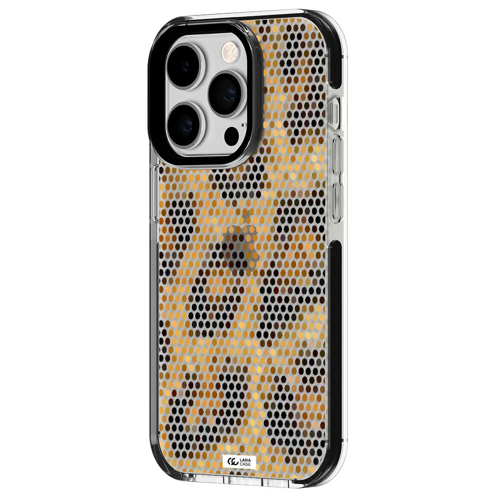 Leopard Dots Apple iPhone 14 pro impact black border Case