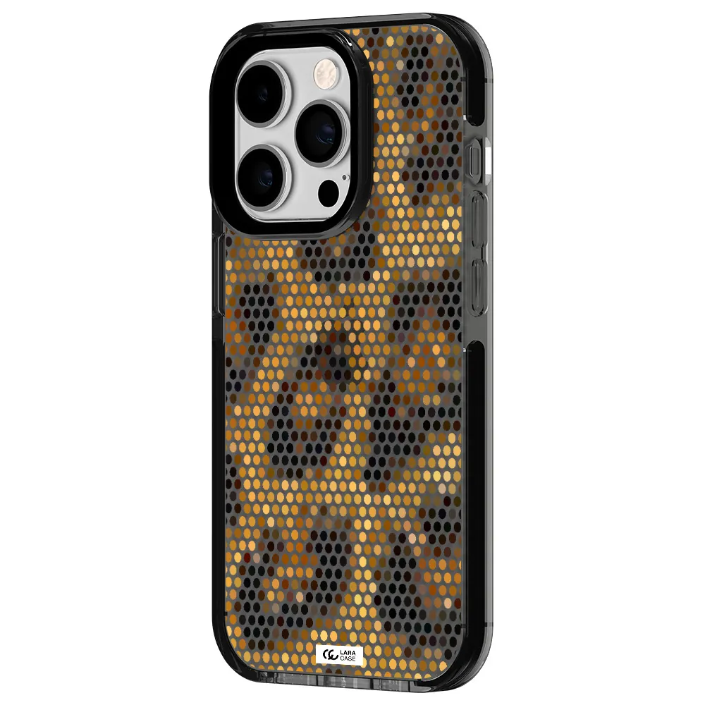 Leopard Dots Apple iPhone 14 pro impact Smoke Black Case
