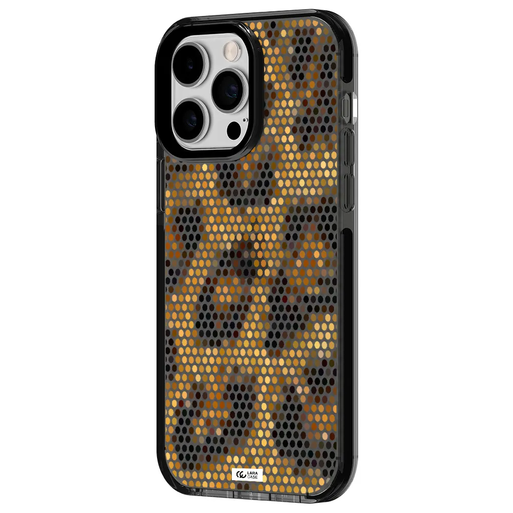 Leopard Dots Apple iPhone 14 pro max impact Smoke Black Case