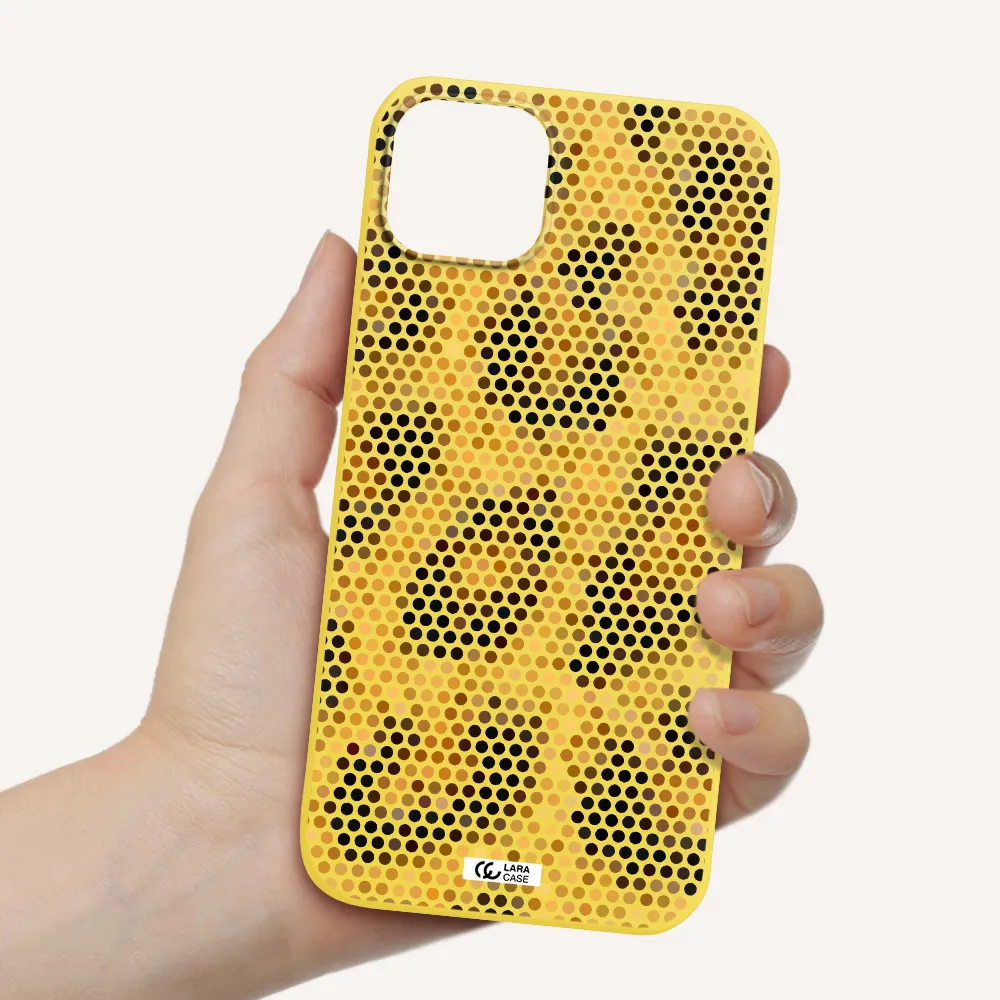 Leopard Dots Apple iPhone 14 Silicone canary yellow Case