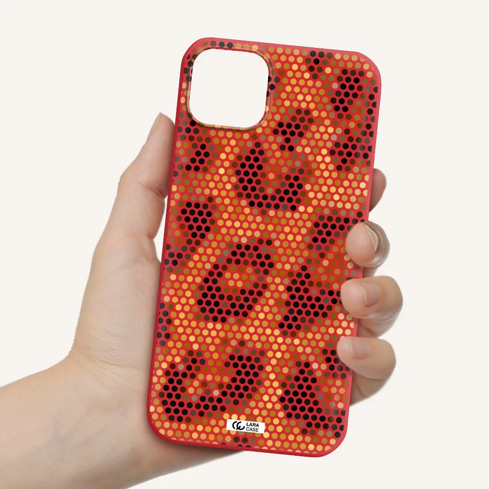 Leopard Dots Apple iPhone 14 Silicone Imperial Red Case