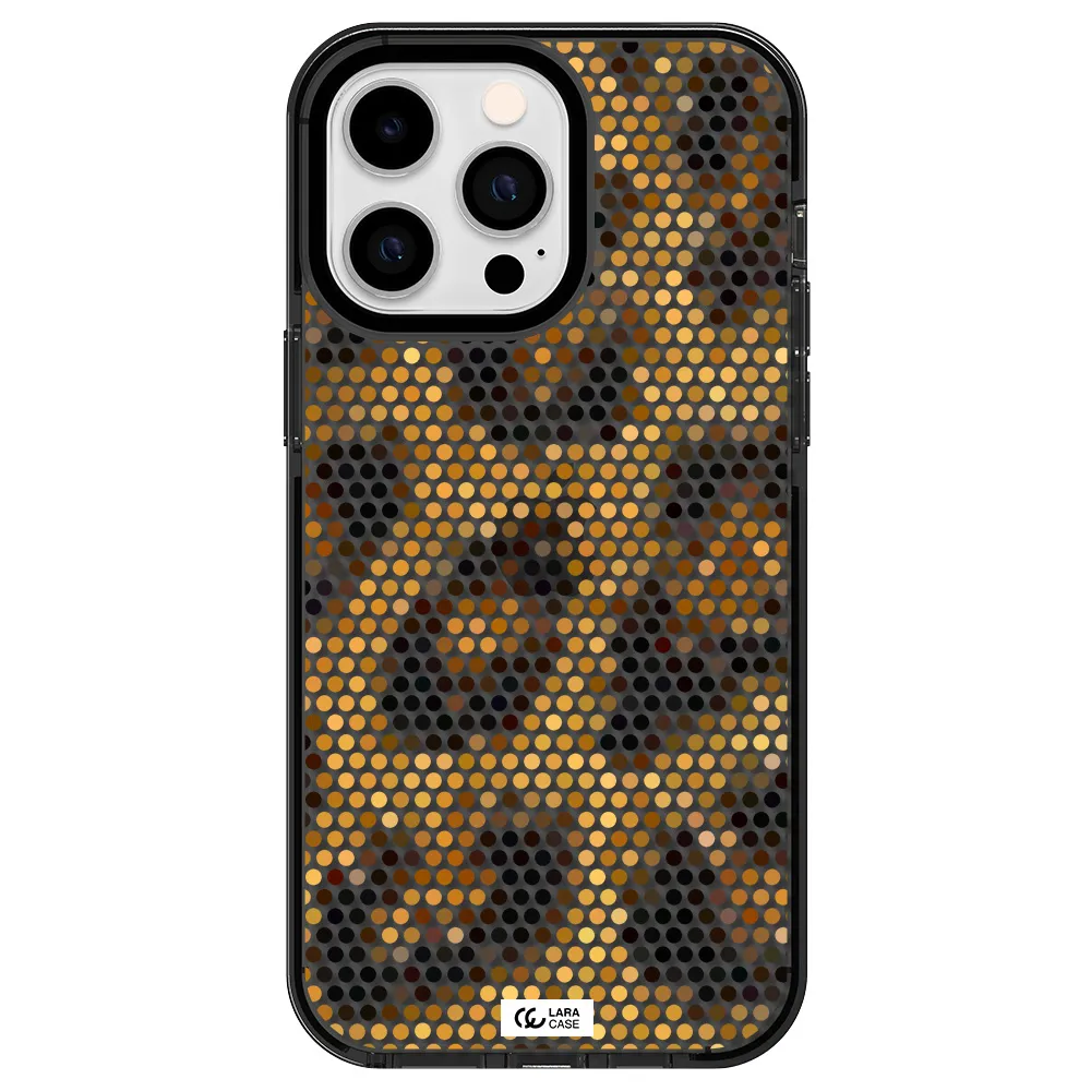 Leopard Dots Apple iPhone 15 Pro impact Smoke Black Case