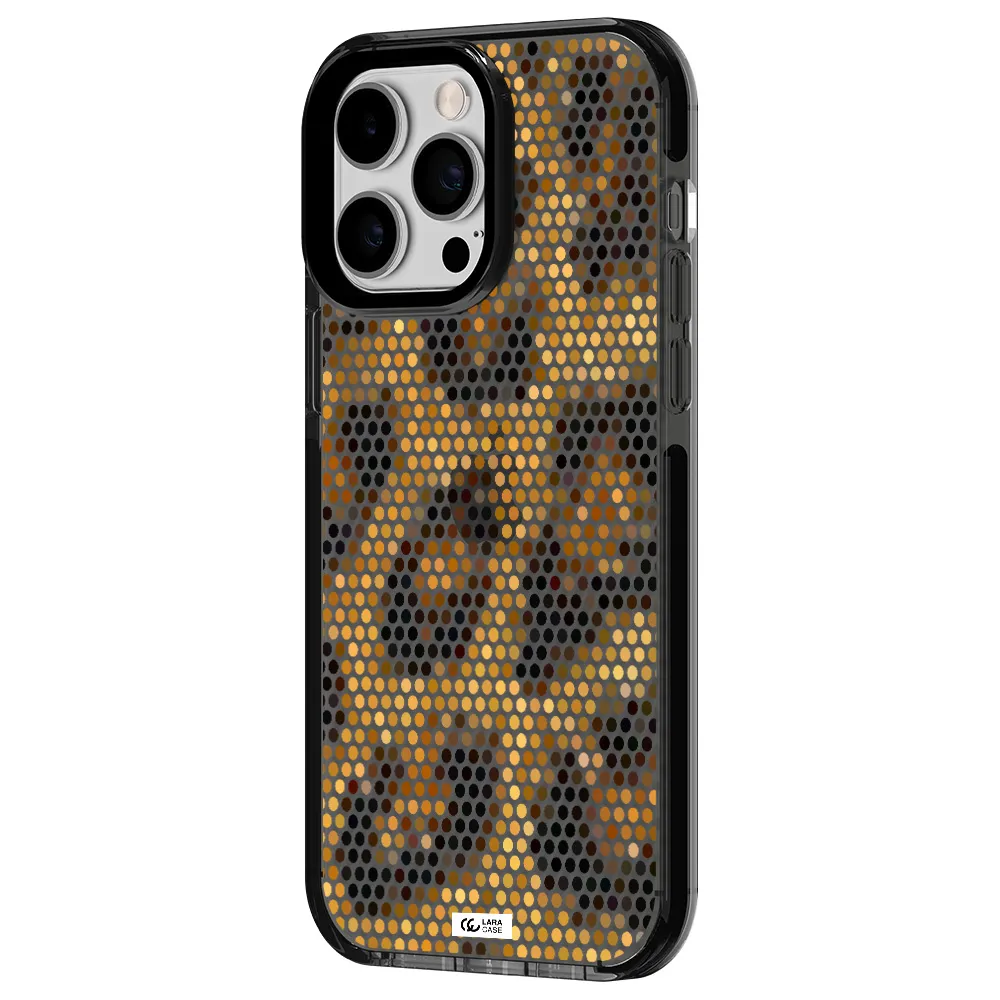 Leopard Dots Apple iPhone 15 Pro impact Smoke Black Case