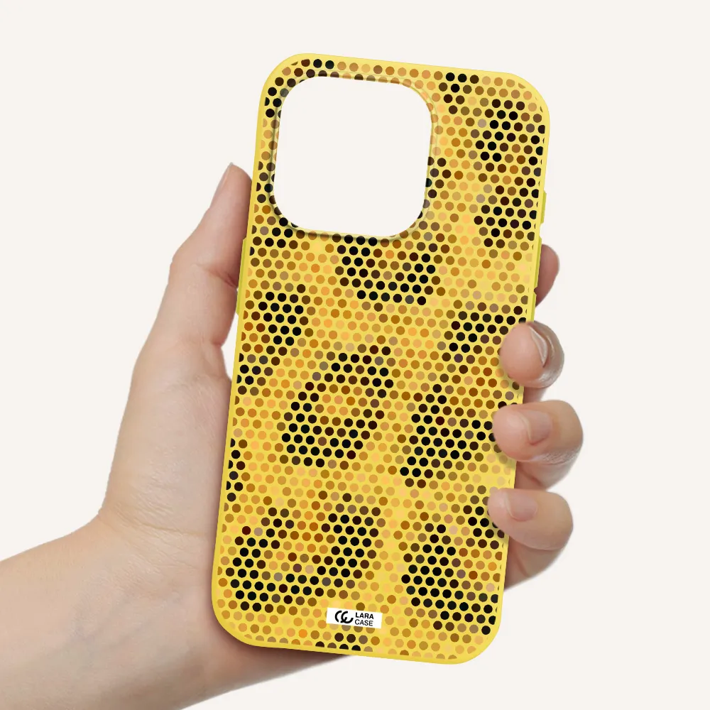 Leopard Dots Apple Iphone 15 Pro Silicone Canary Yellow Case