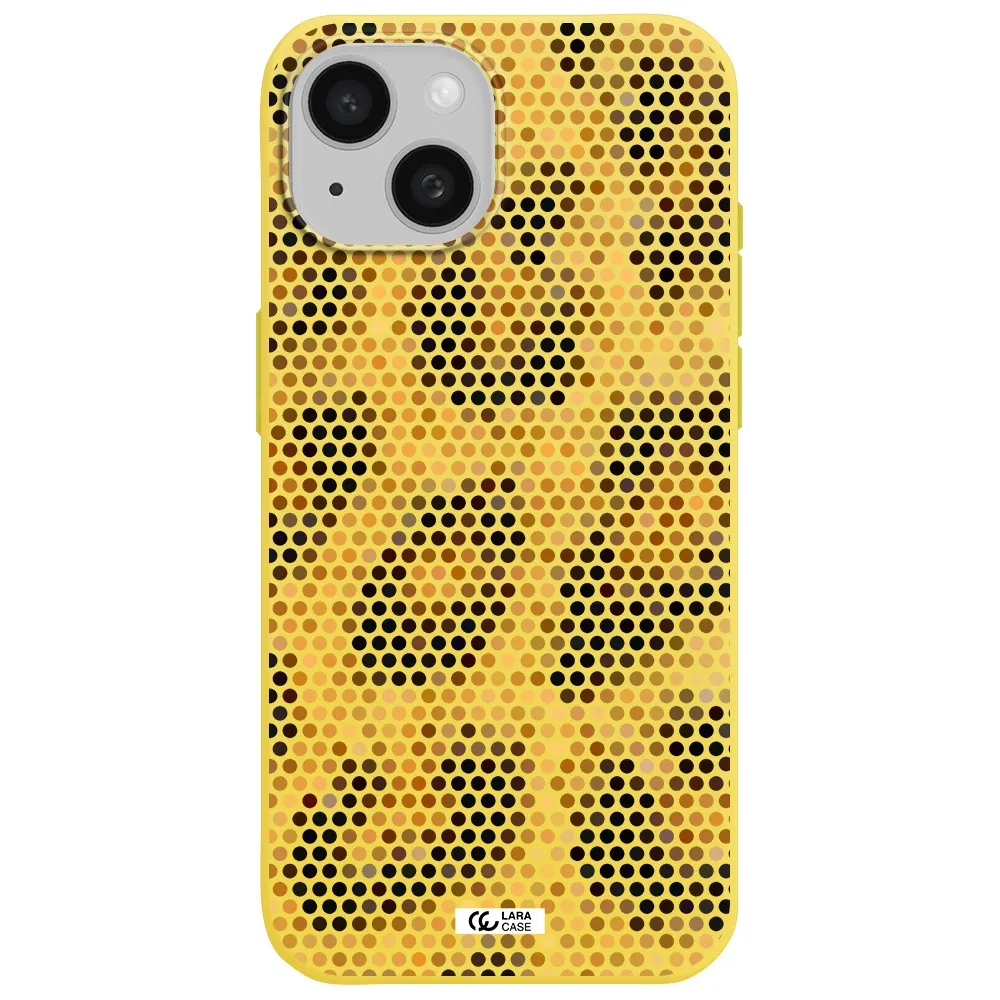 Leopard Dots Apple iPhone 15 Silicone canary yellow Case