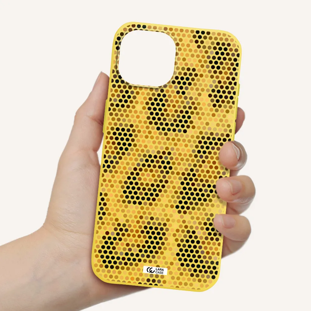 Leopard Dots Apple iPhone 15 Silicone canary yellow Case