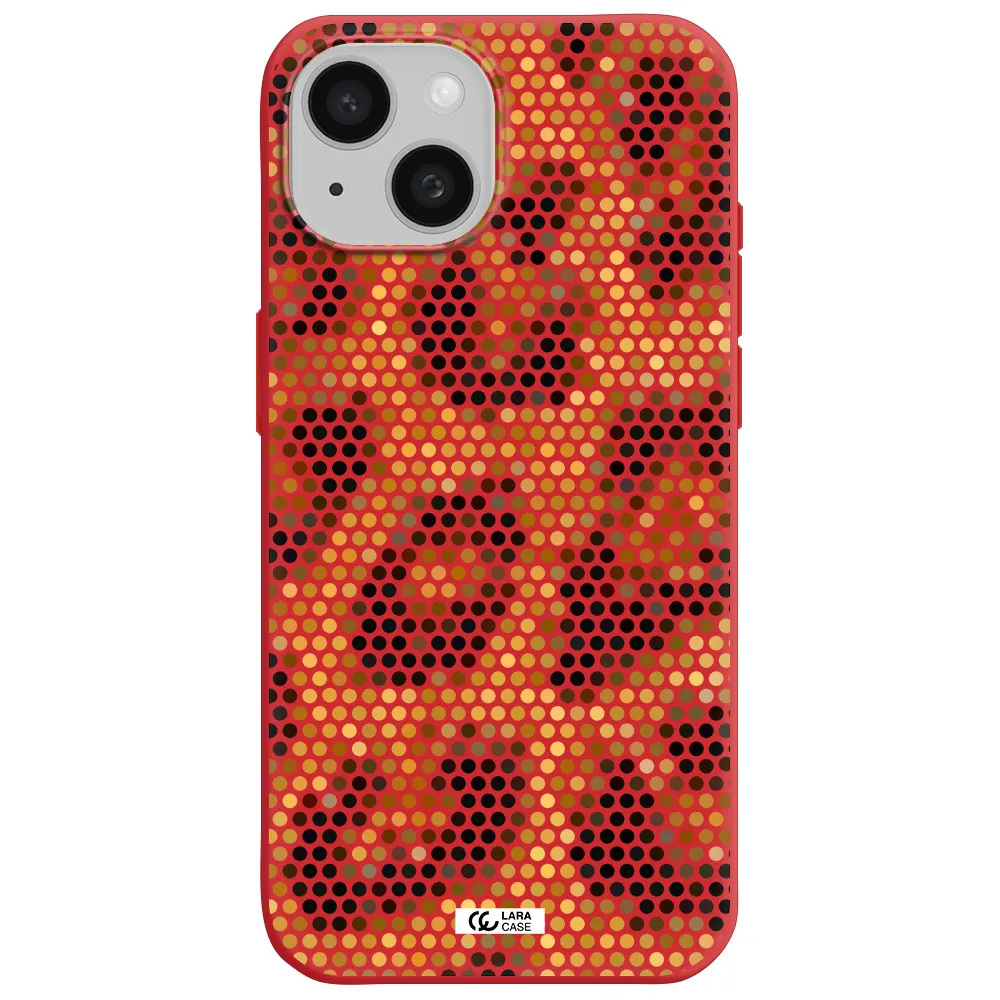 Leopard Dots Apple Iphone 15 Silicone Imperial Red Case