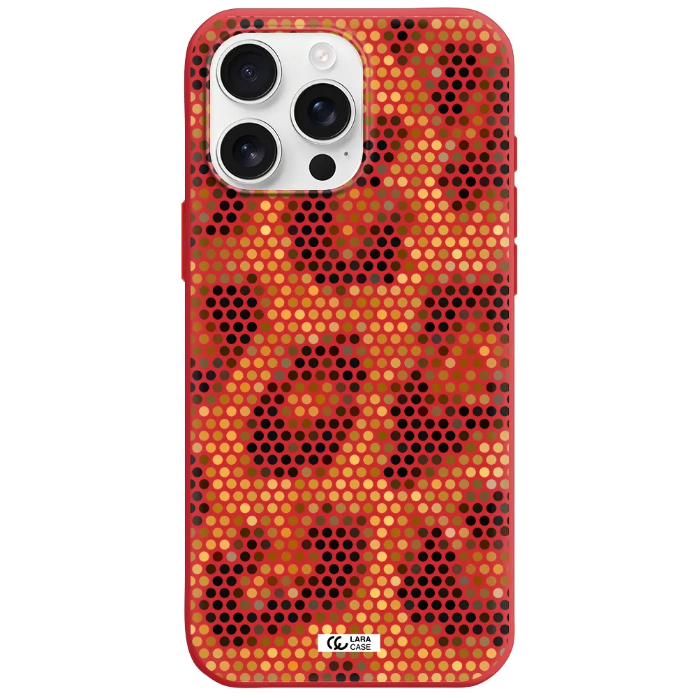 Leopard Dots Apple Iphone 16 Pro Max Silicone Imperial Red Case
