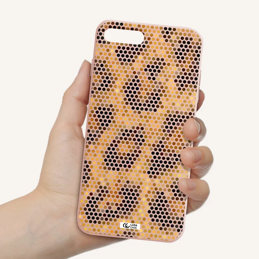 Leopard Dots Apple iPhone 8 plus Silicone pastel pink Case