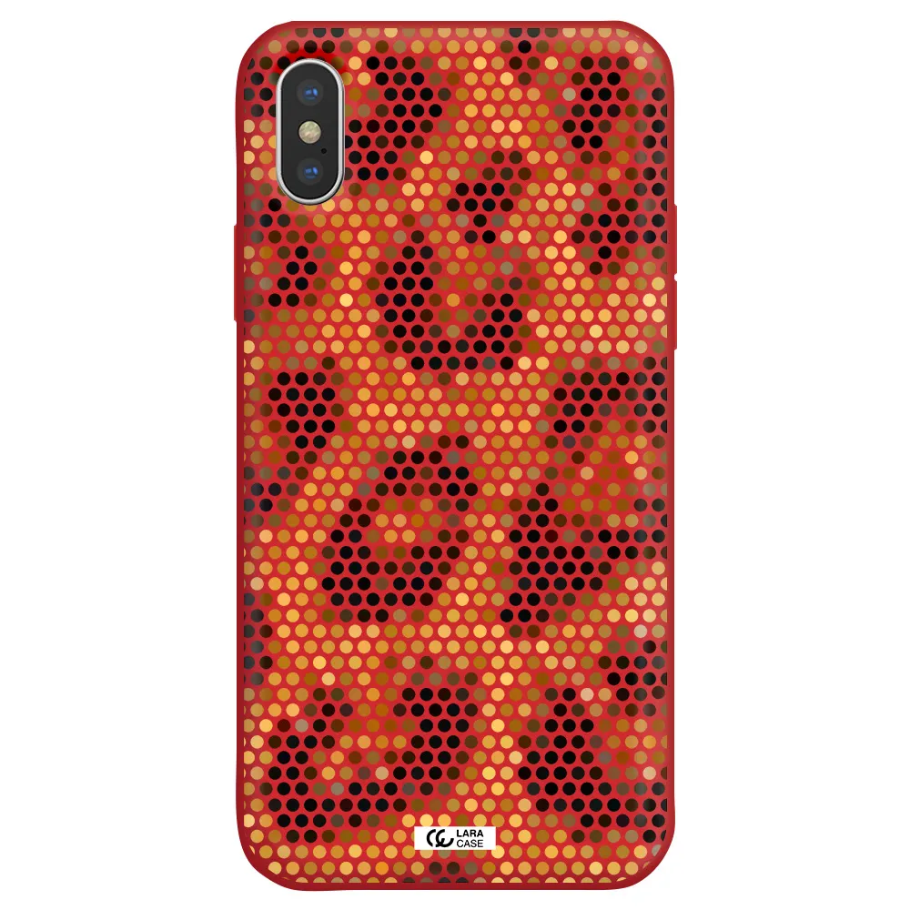 Leopard Dots Apple iPhone X Silicone Imperial Red Case