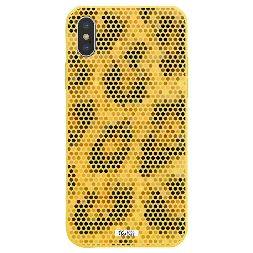 Leopard Dots Apple iPhone XS Silicone canary yellow Case