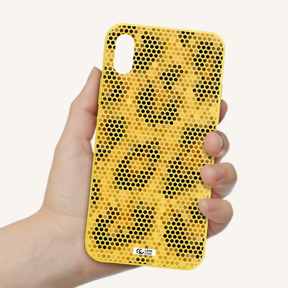 Leopard Dots Apple iPhone XS Silicone canary yellow Case