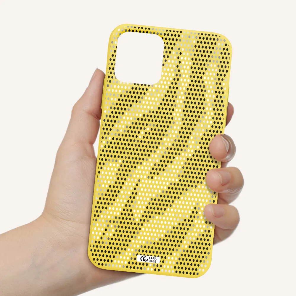 Zebra Dots Apple iPhone 11 pro max Silicone canary yellow Case