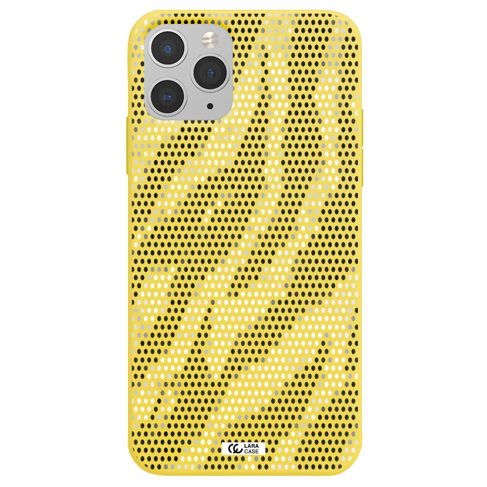 Zebra Dots Apple iPhone 11 pro Silicone canary yellow Case