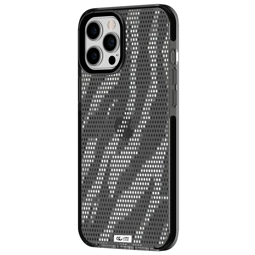 Zebra Dots Apple iPhone 12 pro max impact Smoke Black Case