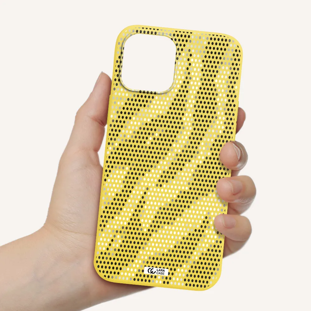 Zebra Dots Apple iPhone 12 pro Silicone canary yellow Case