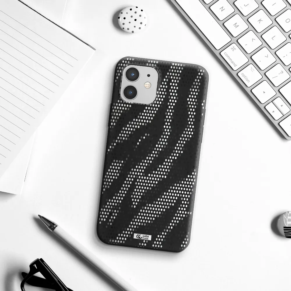 Zebra Dots Apple iPhone 12 Silicone black Case