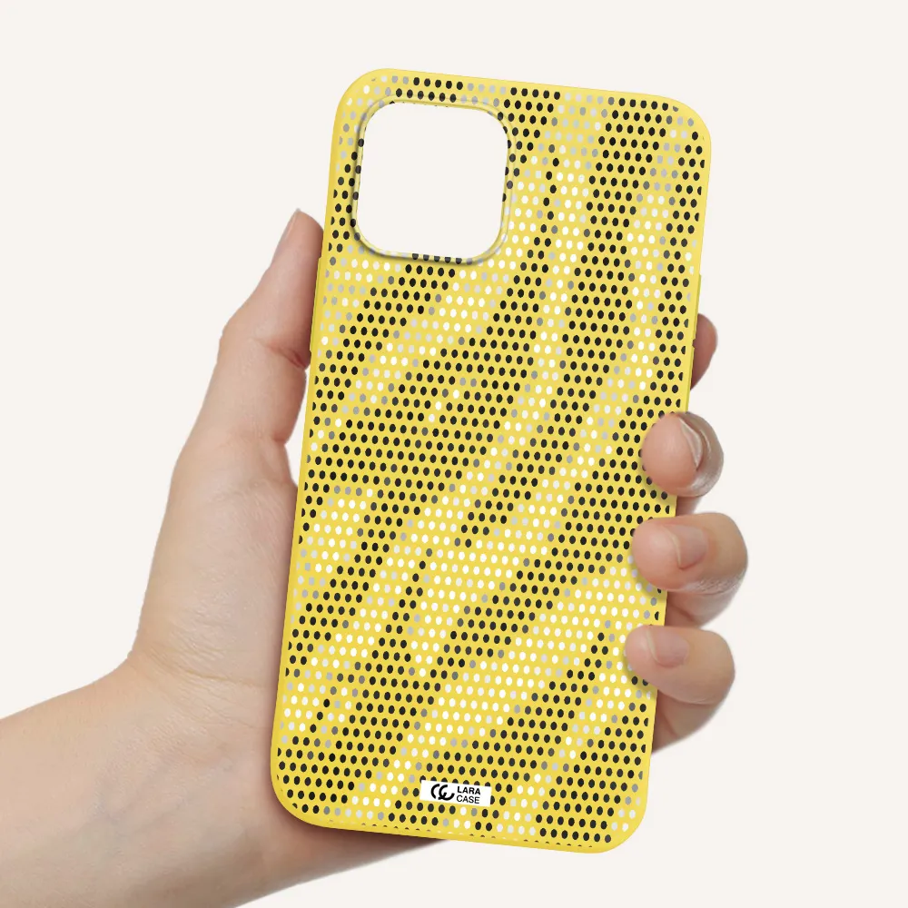 Zebra Dots Apple iPhone 12 Silicone canary yellow Case
