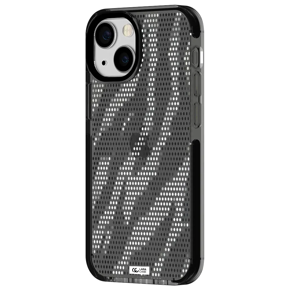 Zebra Dots Apple iPhone 13 mini impact Smoke Black Case