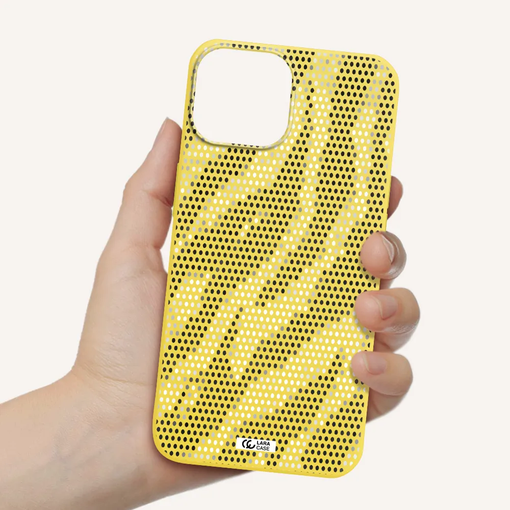 Zebra Dots Apple iPhone 13 mini Silicone canary yellow Case