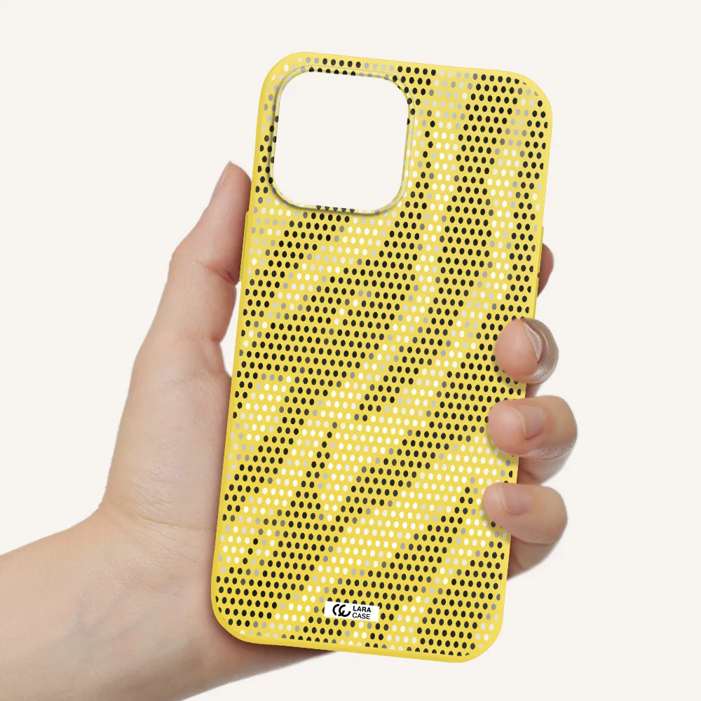 Zebra Dots Apple iPhone 13 Pro Max Silicone canary yellow Case