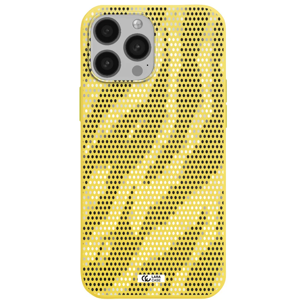 Zebra Dots Apple iPhone 13 Pro Silicone canary yellow Case