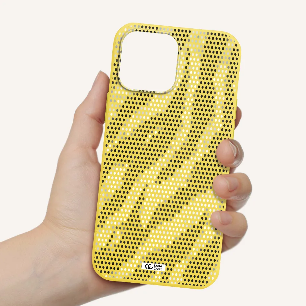 Zebra Dots Apple iPhone 13 Pro Silicone canary yellow Case