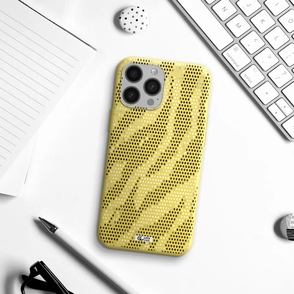 Zebra Dots Apple iPhone 13 Pro Silicone canary yellow Case