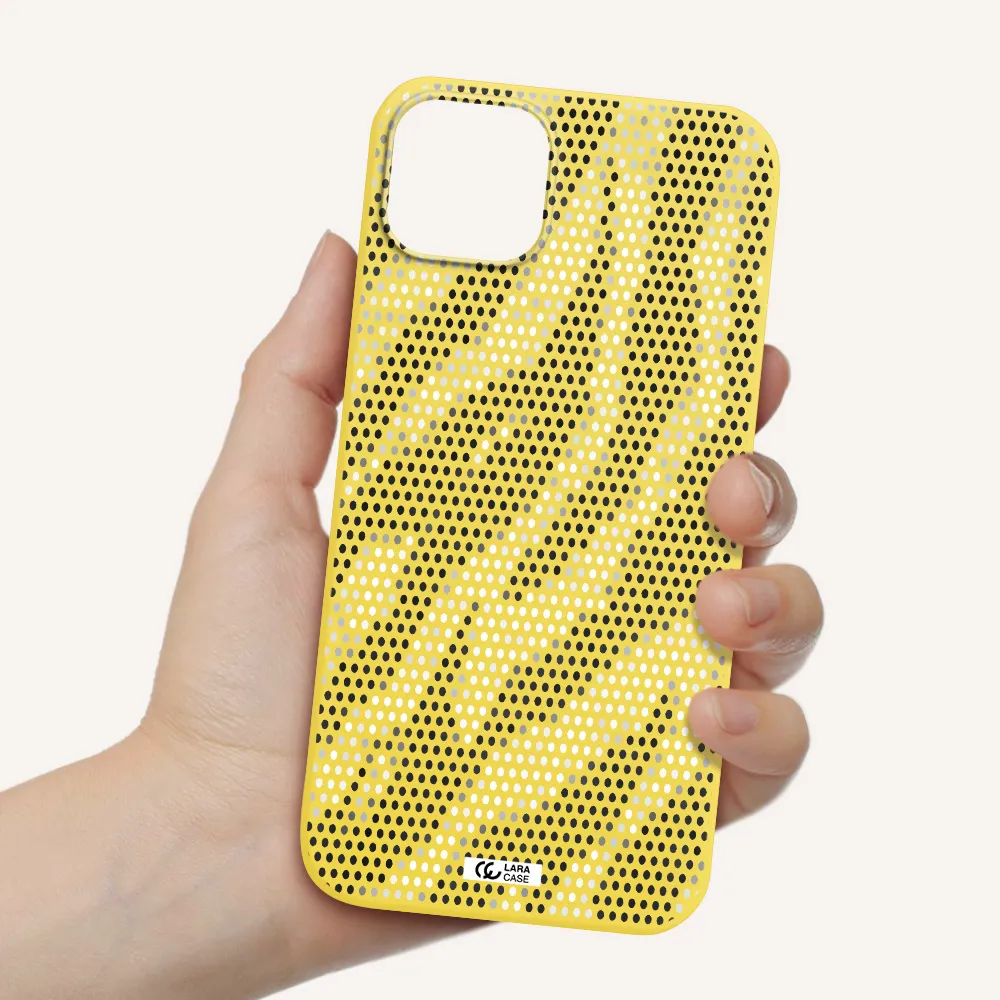 Zebra Dots Apple iPhone 14 plus Silicone canary yellow Case