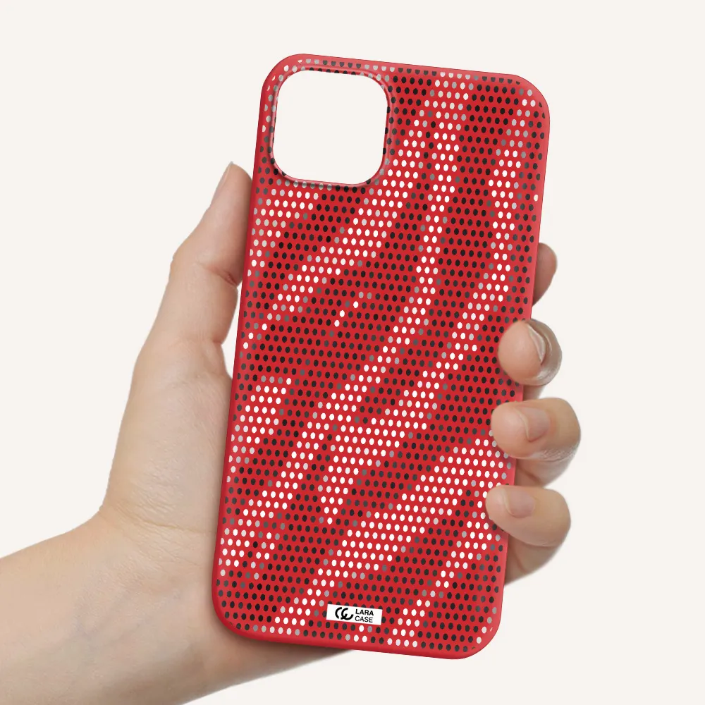 Zebra Dots Apple iPhone 14 plus Silicone Imperial Red Case