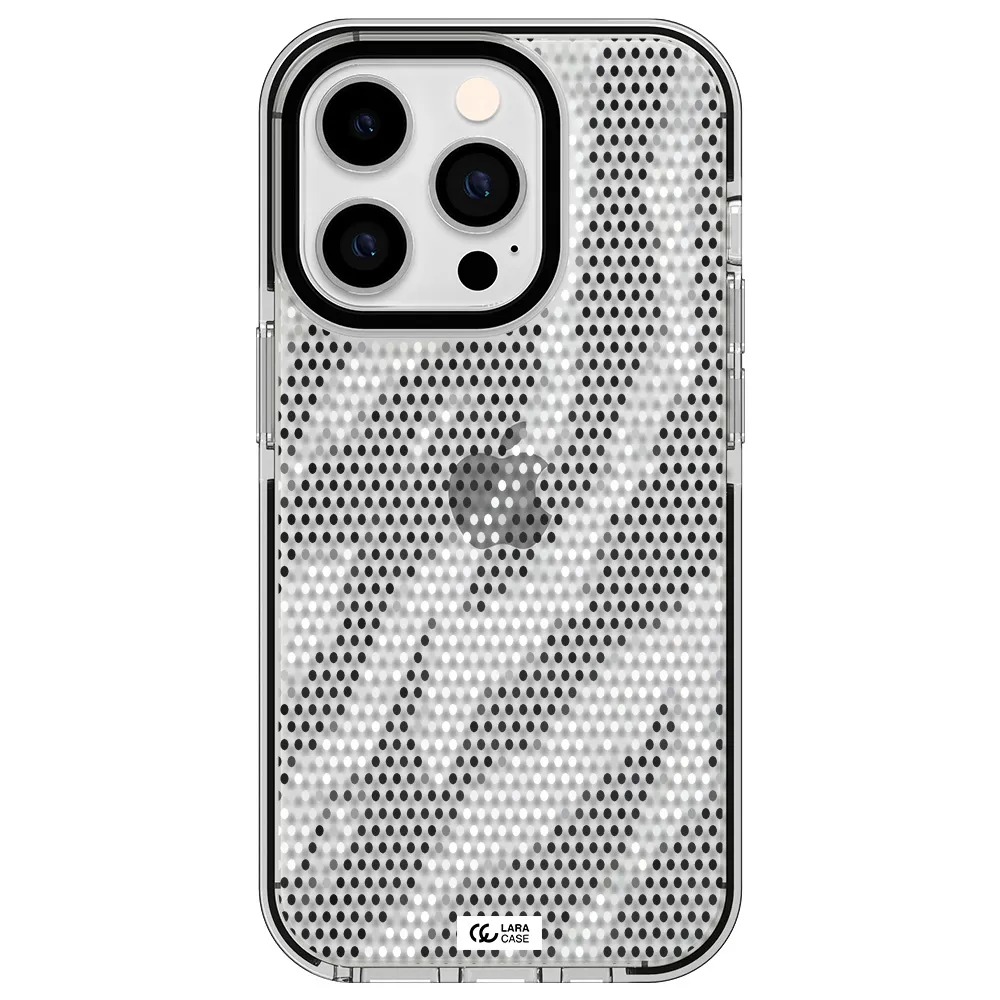 Zebra Dots Apple iPhone 14 pro impact black border Case