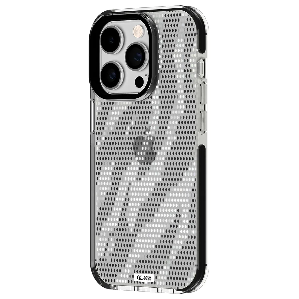 Zebra Dots Apple iPhone 14 pro impact black border Case