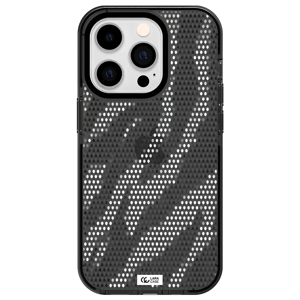 Zebra Dots Apple iPhone 14 pro impact Smoke Black Case