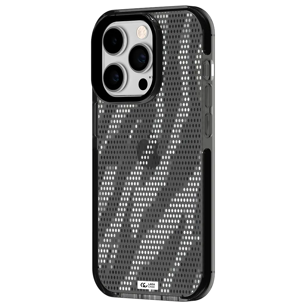 Zebra Dots Apple iPhone 14 pro impact Smoke Black Case