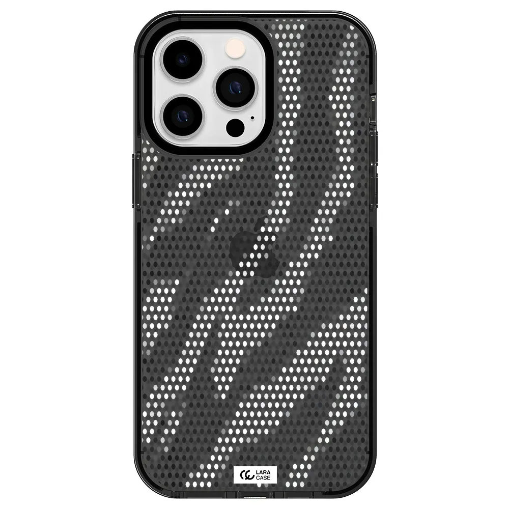 Zebra Dots Apple iPhone 14 pro max impact Smoke Black Case