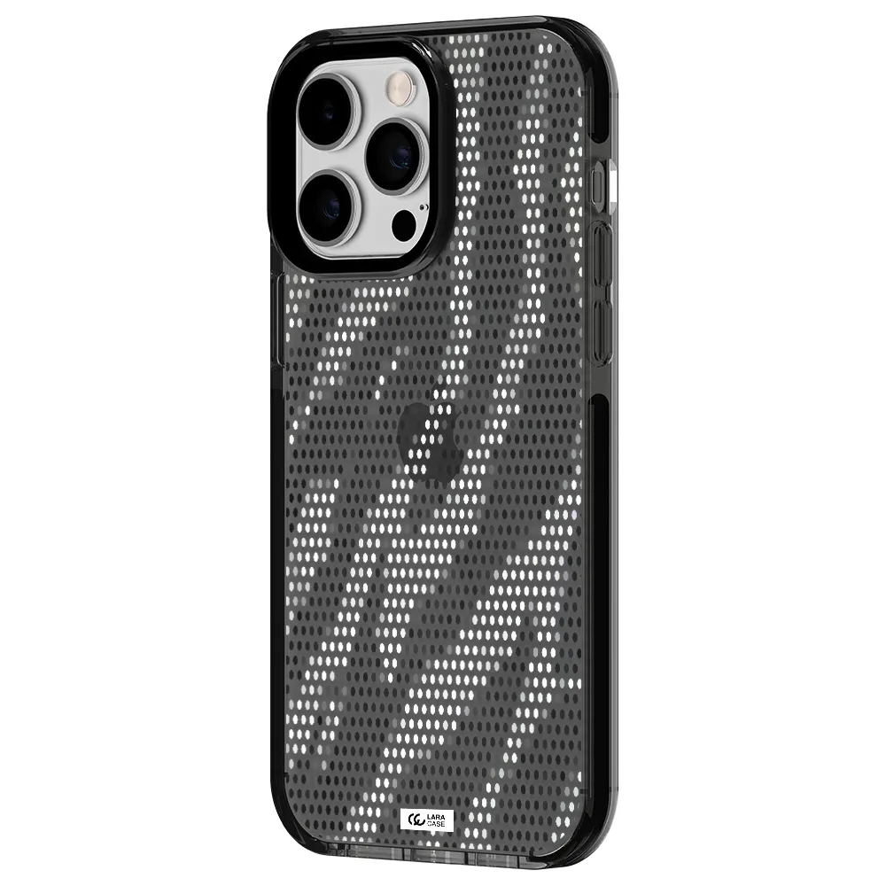Zebra Dots Apple iPhone 14 pro max impact Smoke Black Case
