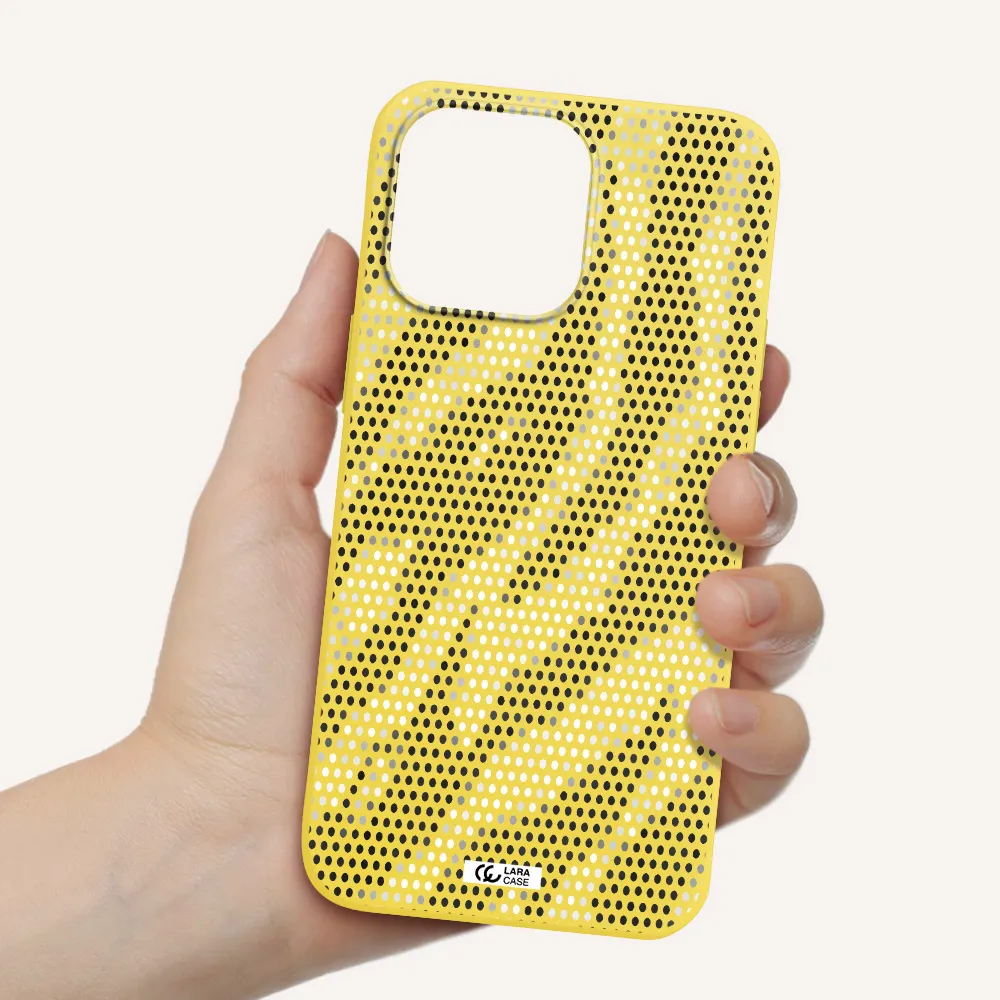 Zebra Dots Apple iPhone 14 pro max Silicone canary yellow Case