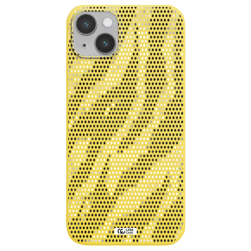 Zebra Dots Apple iPhone 14 Silicone canary yellow Case