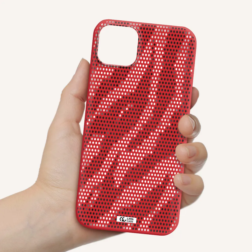 Zebra Dots Apple iPhone 14 Silicone Imperial Red Case