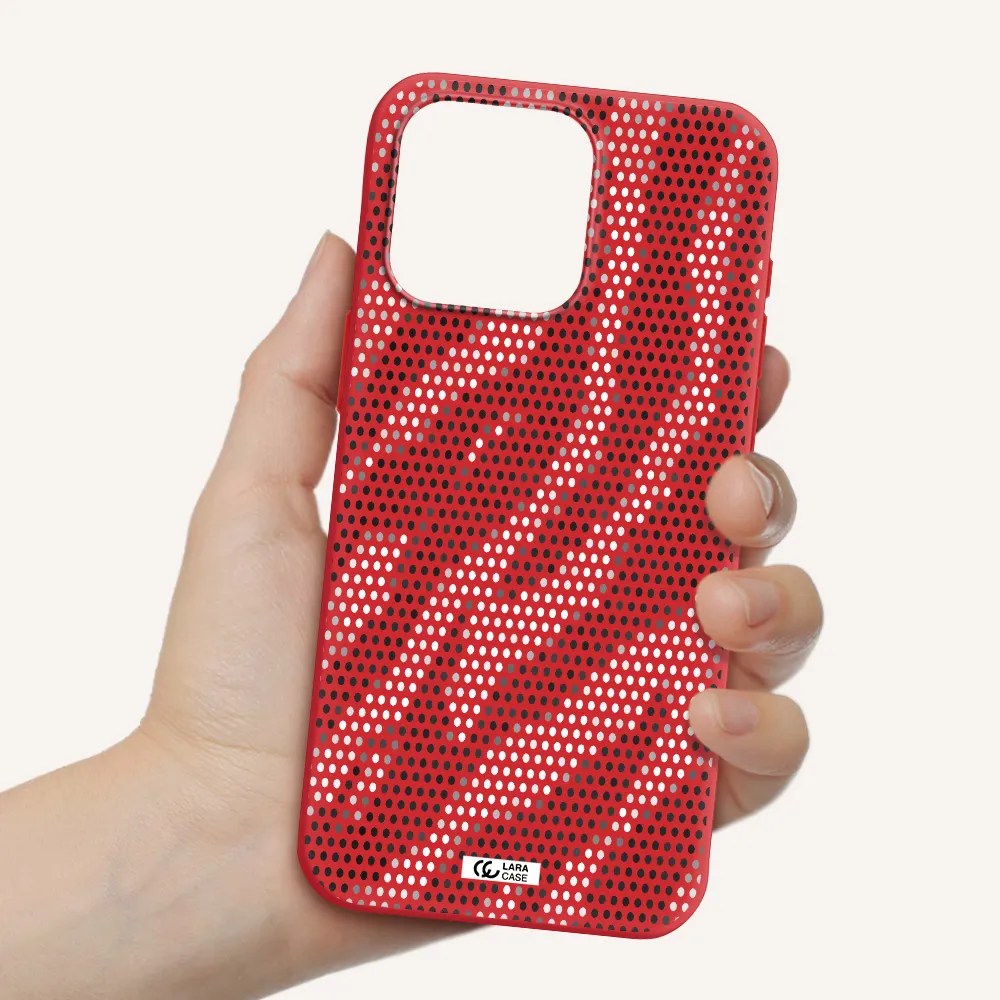 Zebra Dots Apple Iphone 15 Pro Max Silicone Imperial Red Case