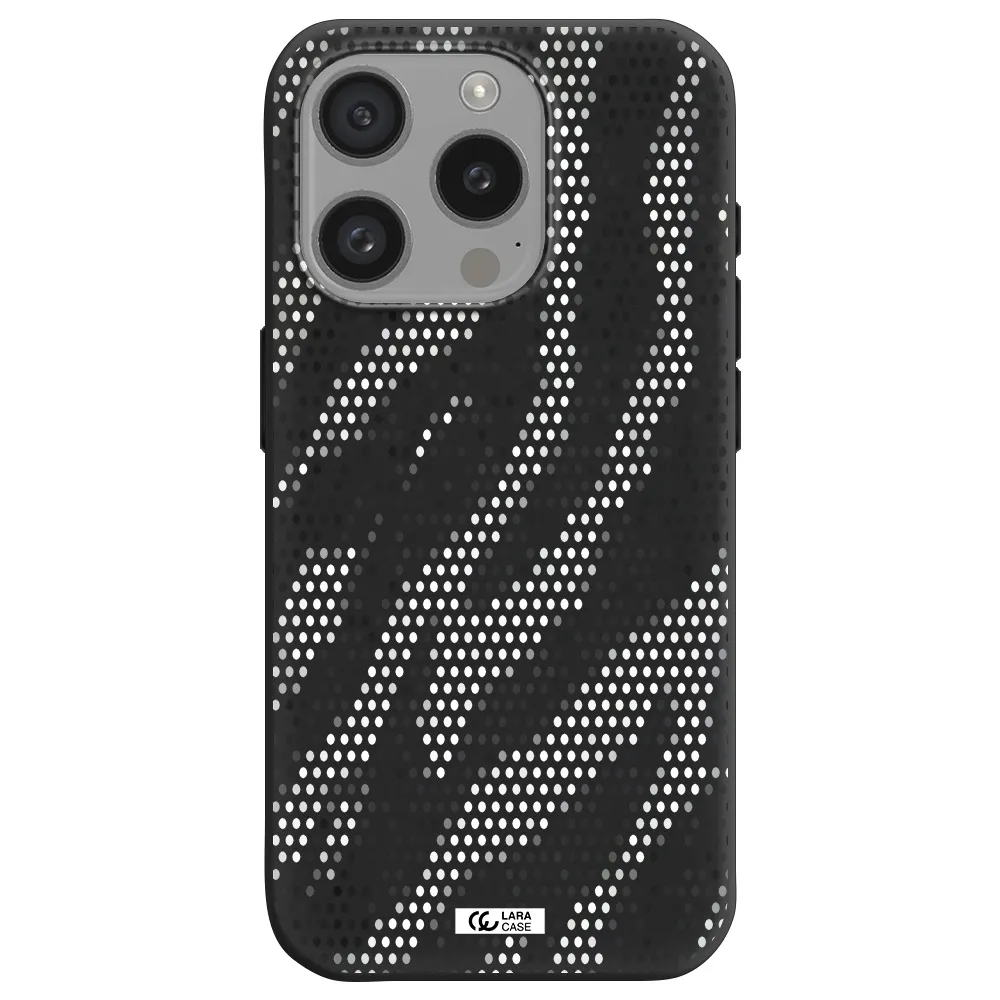 Zebra Dots Apple Iphone 15 Pro Silicone Black Case