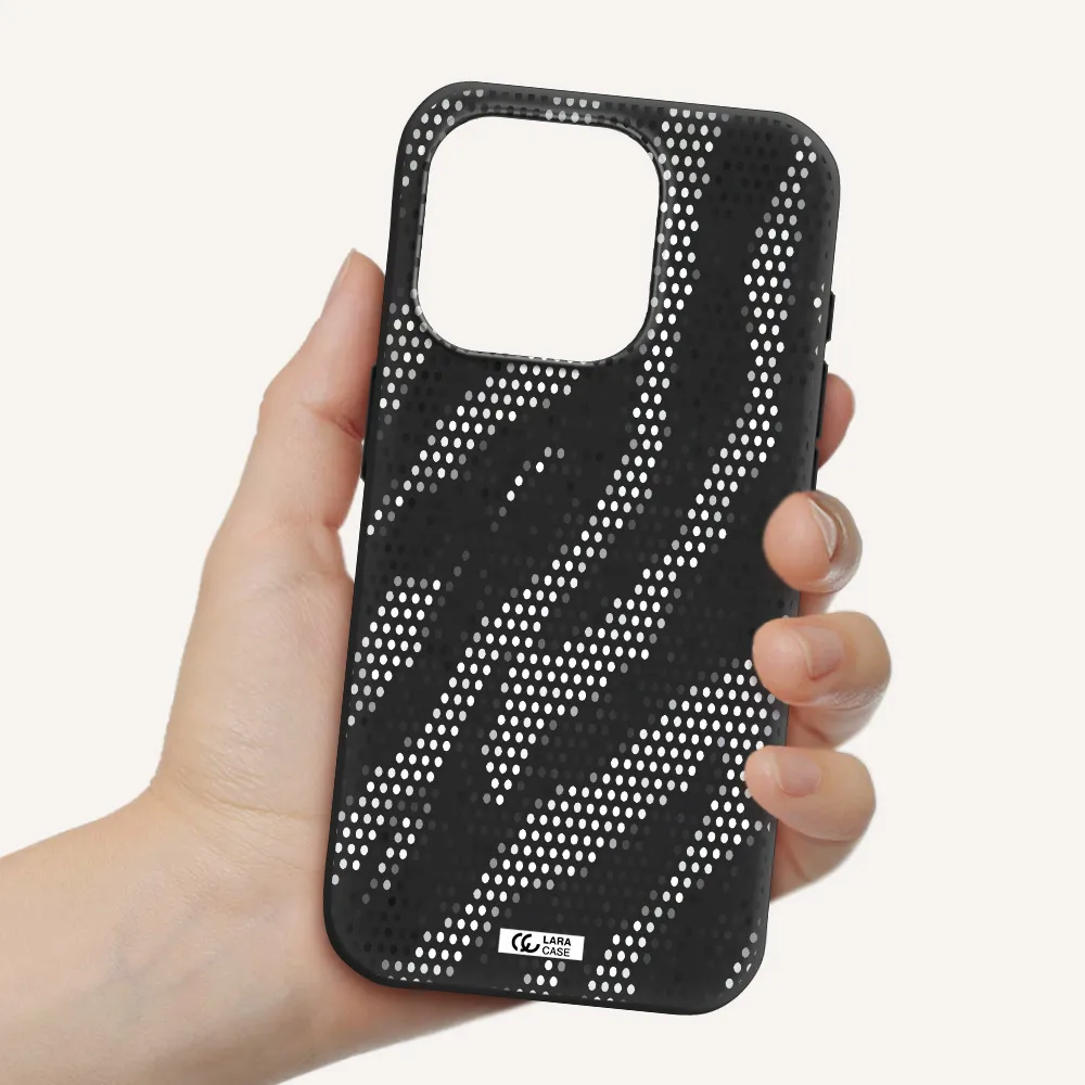 Zebra Dots Apple Iphone 15 Pro Silicone Black Case