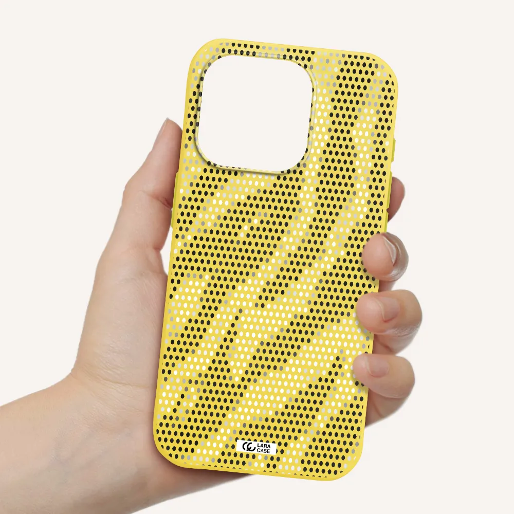 Zebra Dots Apple Iphone 15 Pro Silicone Canary Yellow Case