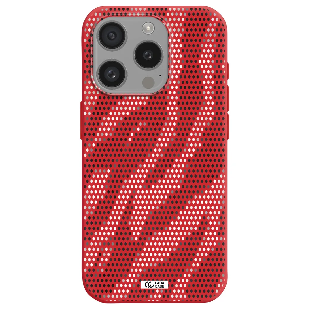Zebra Dots Apple Iphone 15 Pro Silicone Imperial Red Case