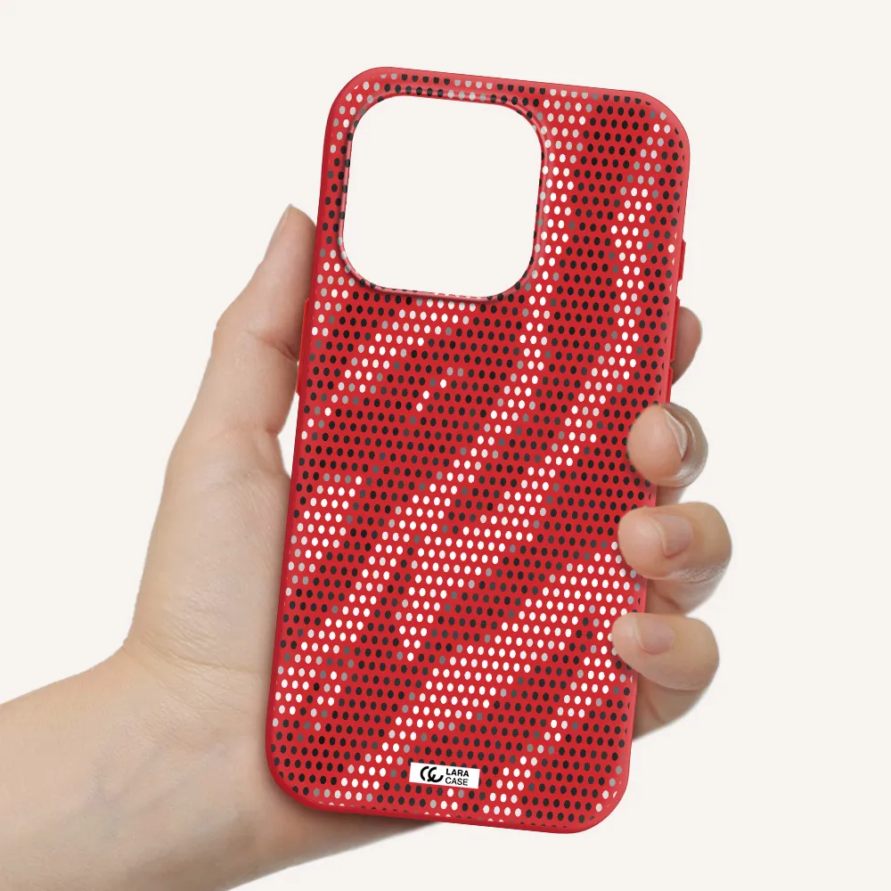 Zebra Dots Apple Iphone 15 Pro Silicone Imperial Red Case