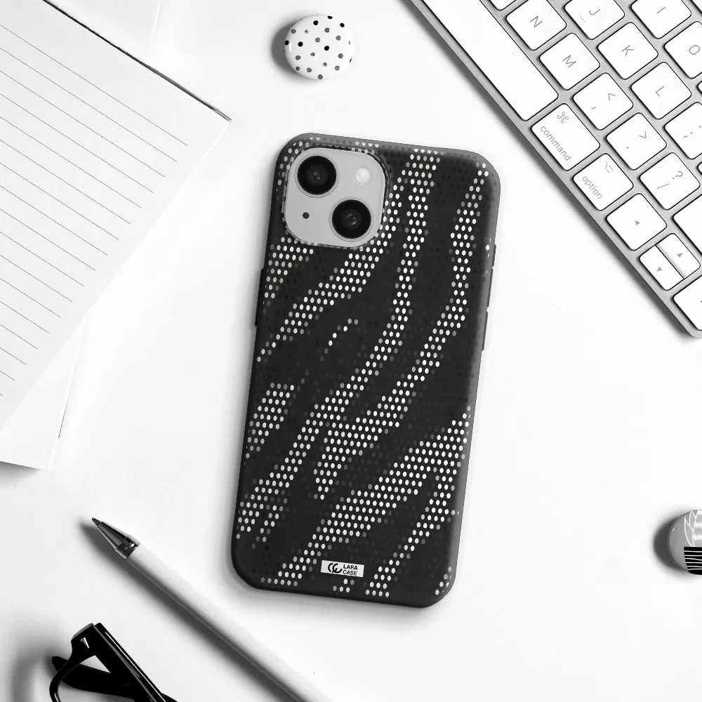 Zebra Dots Apple iPhone 15 Silicone black Case