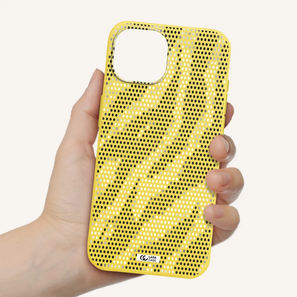 Zebra Dots Apple iPhone 15 Silicone canary yellow Case