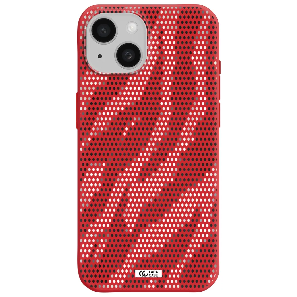 Zebra Dots Apple Iphone 15 Silicone Imperial Red Case