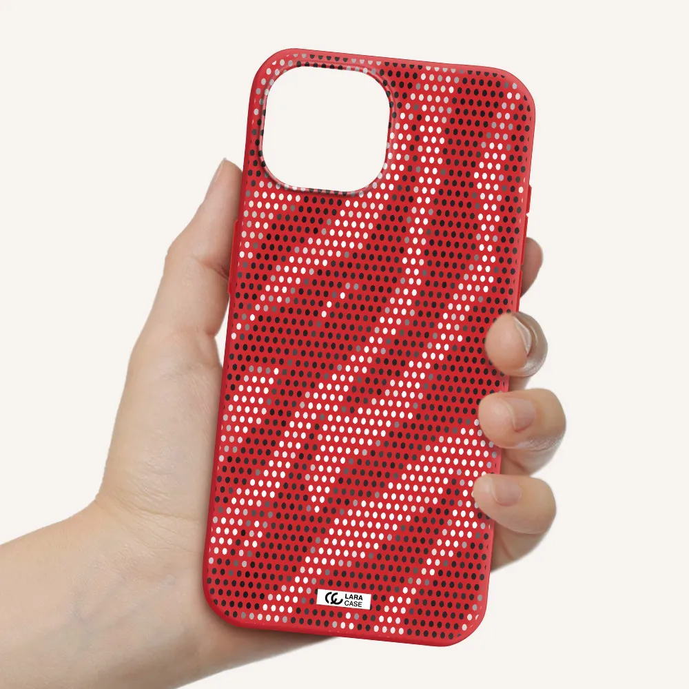 Zebra Dots Apple Iphone 15 Silicone Imperial Red Case